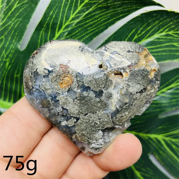 Yellow Chalcopyrite Agate Heart-ToShay.org