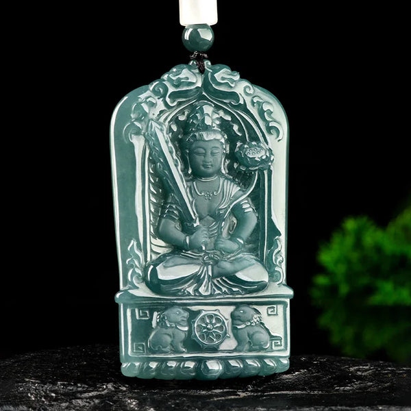 Blue Jade Bodhisattva Pendant-ToShay.org