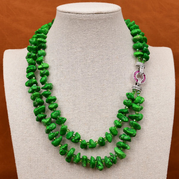 Green Turquoise Nugget Necklace-ToShay.org