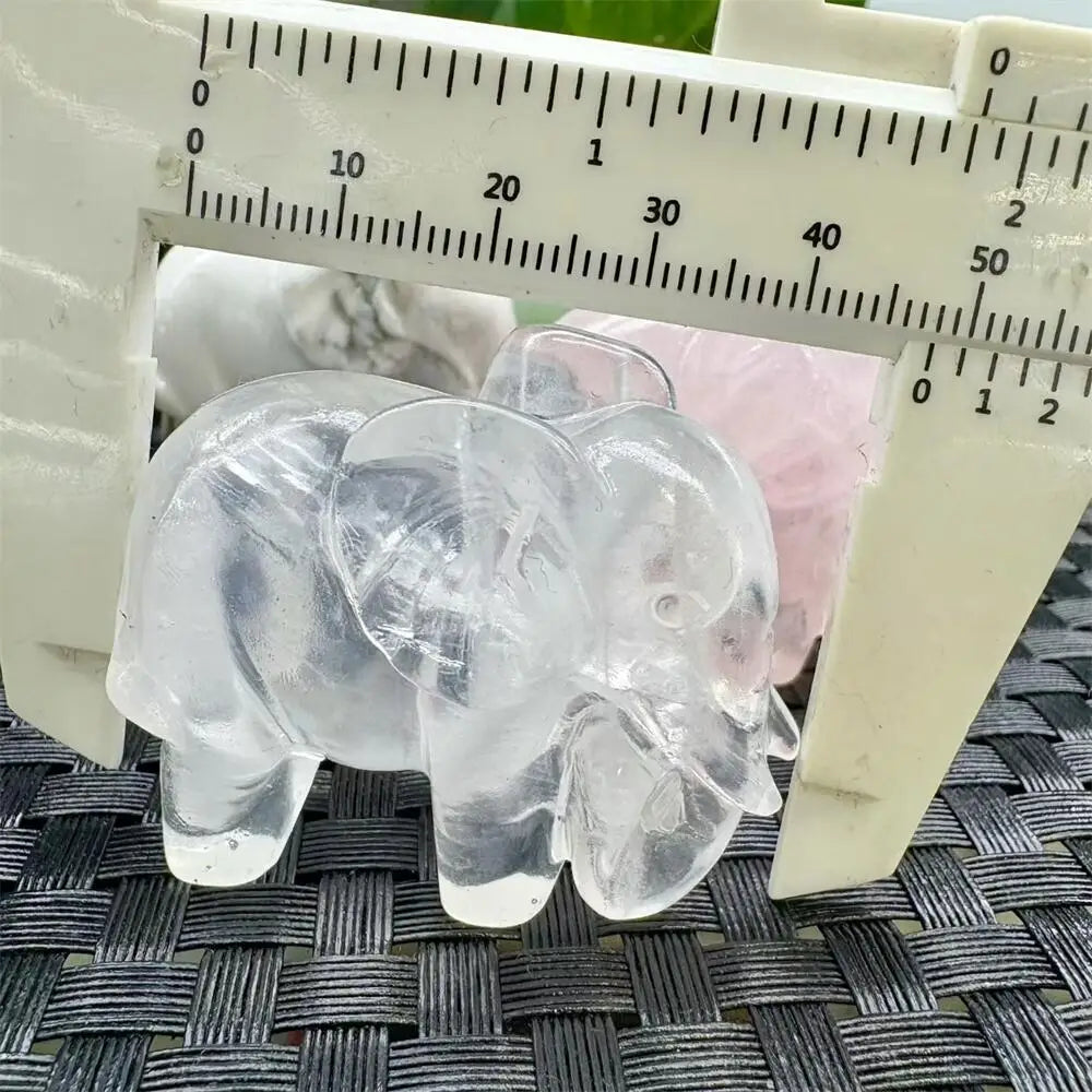 4.8cm 4.8cm Natural Crystal Quartz Elephant Carving - Reiki Healing Gemstone Sculpture Mineral Artwork for Collection And Gift-ToShay.org