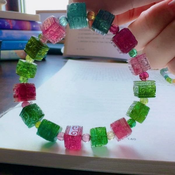 Pink Green Tourmaline Bracelet-ToShay.org