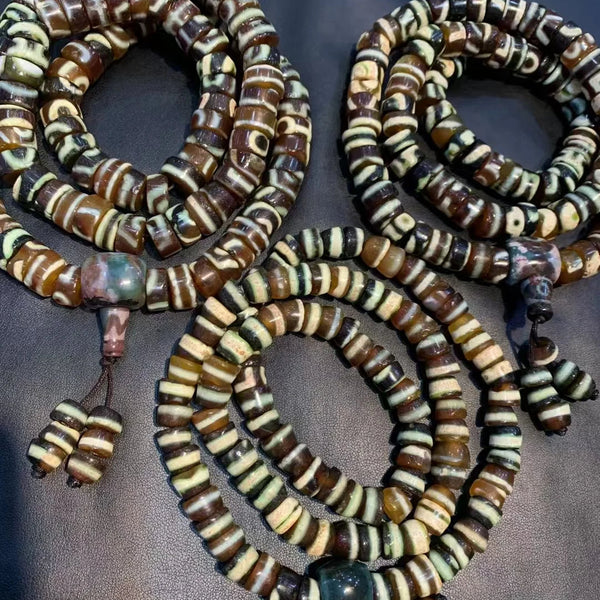 Tibetan Dzi Agate Prayer Beads-ToShay.org