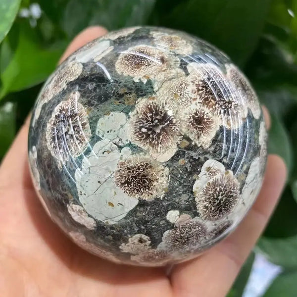 Green Cherry Blossom Agate Ball-ToShay.org