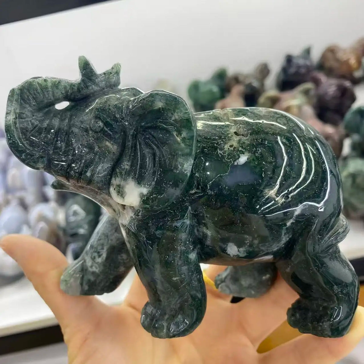 Green Moss Agate Elephant-ToShay.org