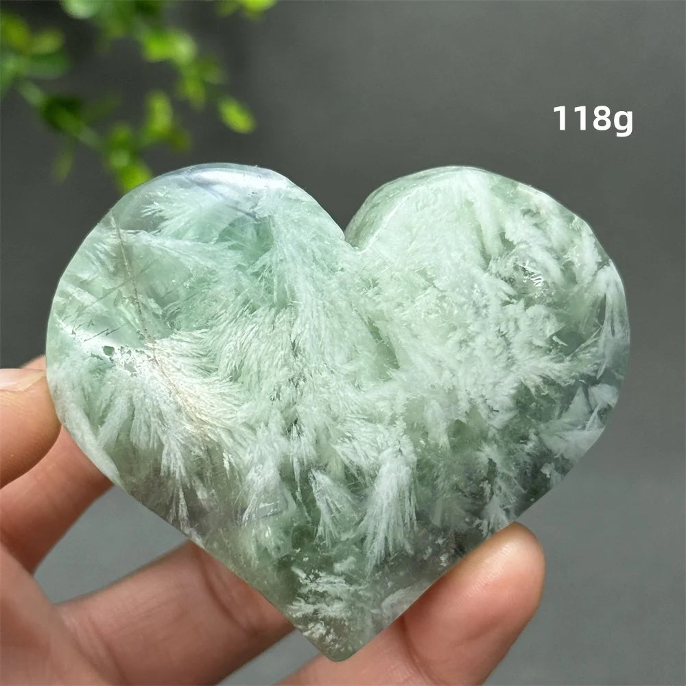 Green Feather Fluorite Heart-ToShay.org