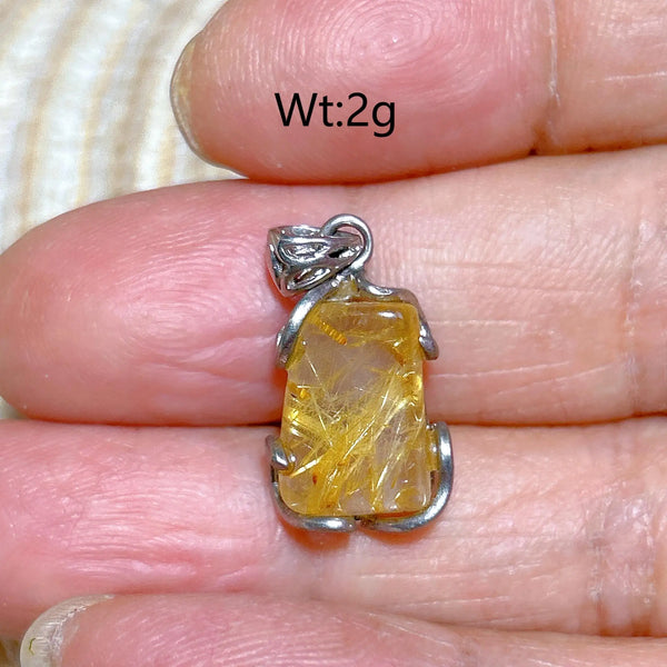 Gold Rutilated Pendant-ToShay.org