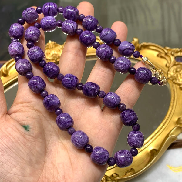 Purple Charoite Barrel Beads-ToShay.org
