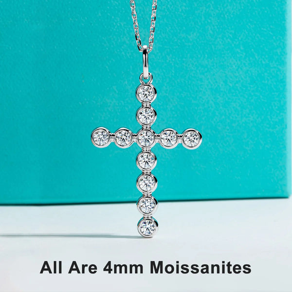 Silver Diamond Cross Pendant-ToShay.org