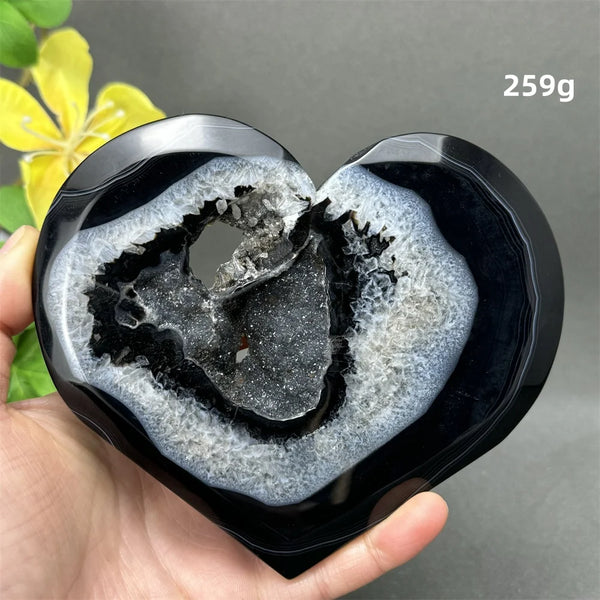Black Agate Crystal Heart-ToShay.org