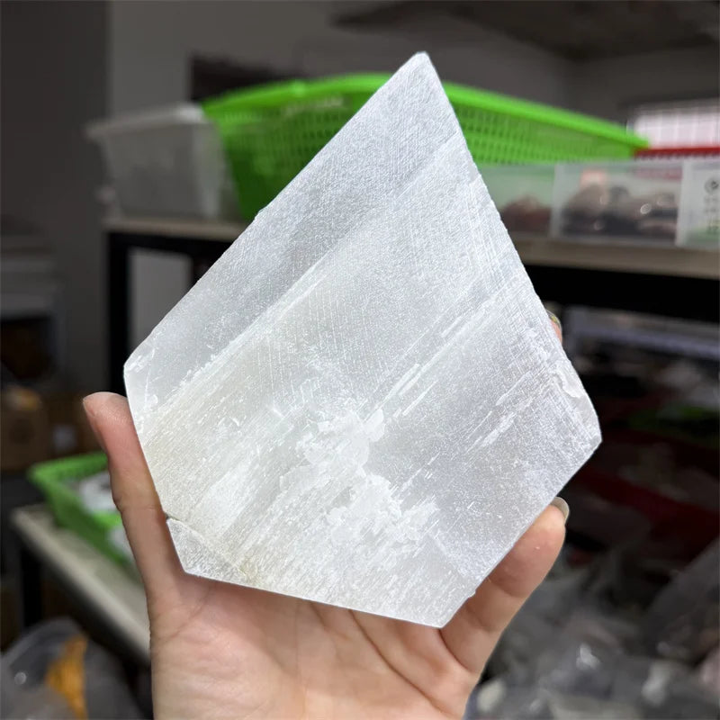 White Selenite Crystal Slab-ToShay.org