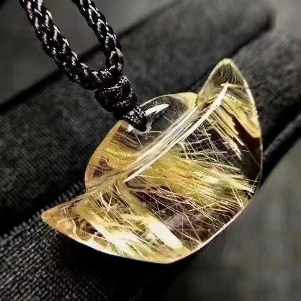 Gold Rutilated Quartz Pendant-ToShay.org