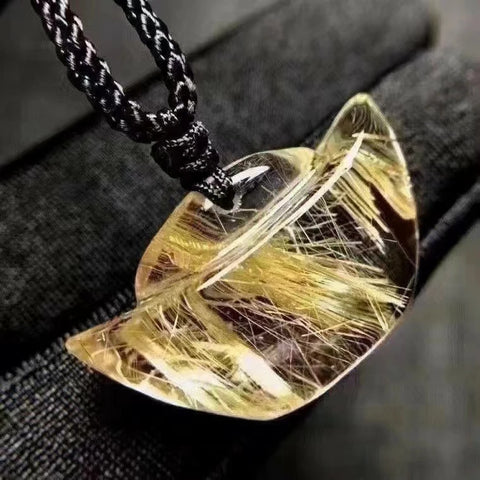 Gold Rutilated Quartz Pendant-ToShay.org