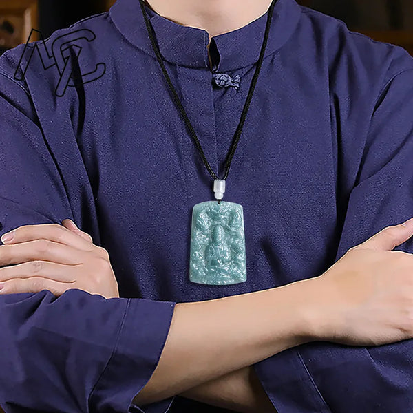 Blue Jade Guanyin Pendant-ToShay.org