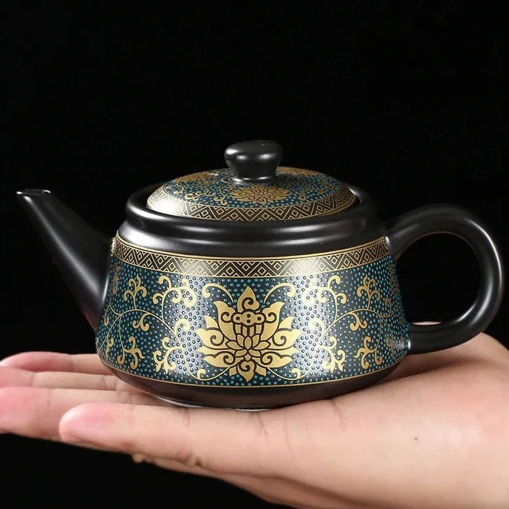 Black Gold Glaze Ceramic Tea Pot-ToShay.org