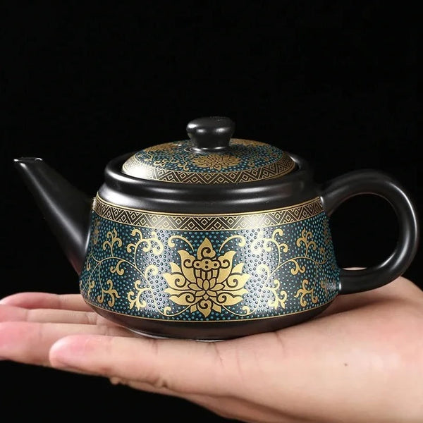 Black Gold Glaze Ceramic Tea Pot-ToShay.org