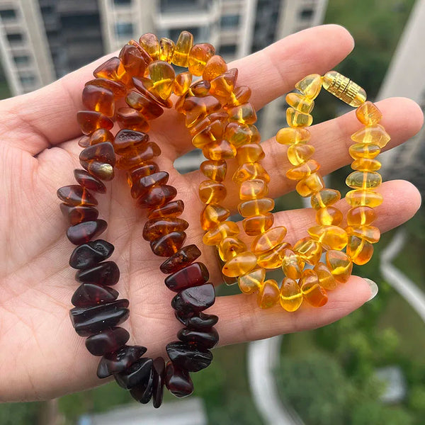 Yellow Amber Bead Necklace-ToShay.org