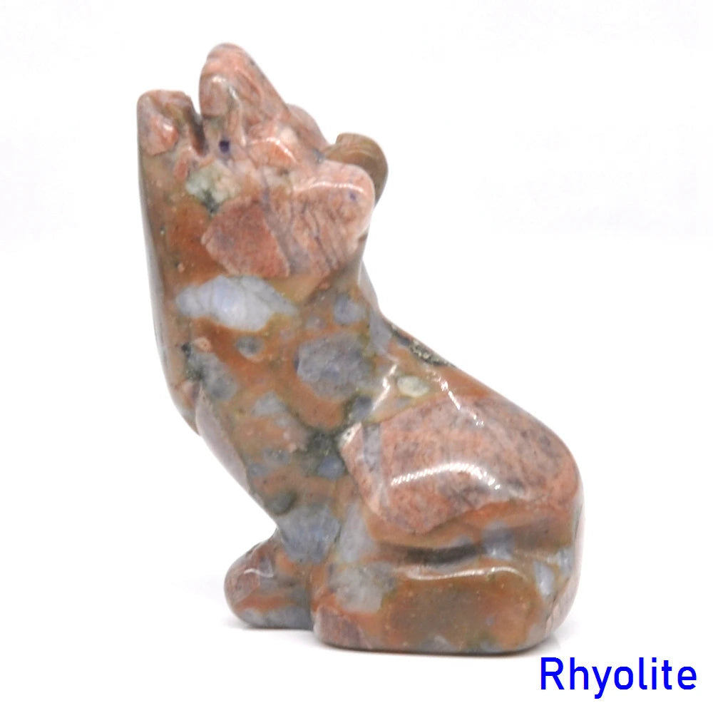 2" Wolf Statue Natural Stone Carved Figure Room Ornament Healing Crystal Reiki Animal Figurine Home Office Desktop Decoration-ToShay.org