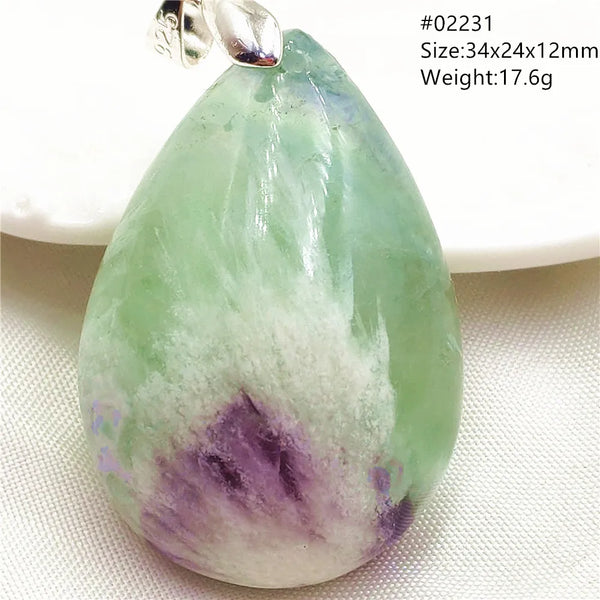 Green Feather Fluorite Pendant-ToShay.org