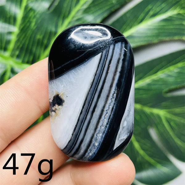 Black White Agate Palm Stone-ToShay.org