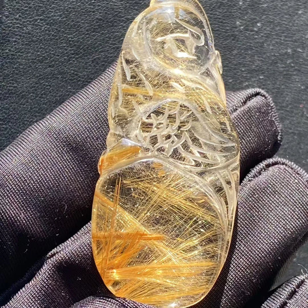 Gold Rutilated Quartz Pendant-ToShay.org