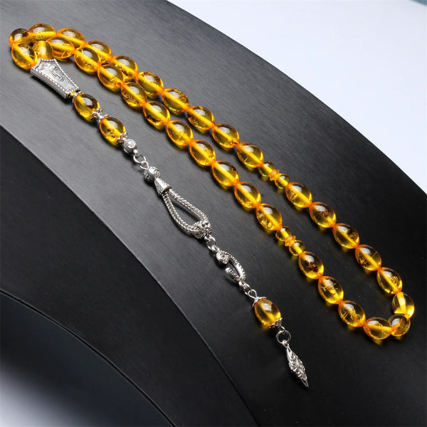 Yellow Amber Insect Prayer Beads-ToShay.org