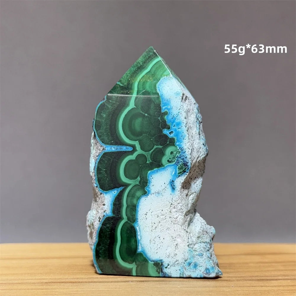 Blue Chrysocolla Malachite Point-ToShay.org