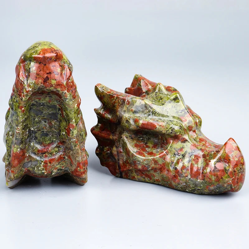 Green Unakite Dragon Skulls-ToShay.org