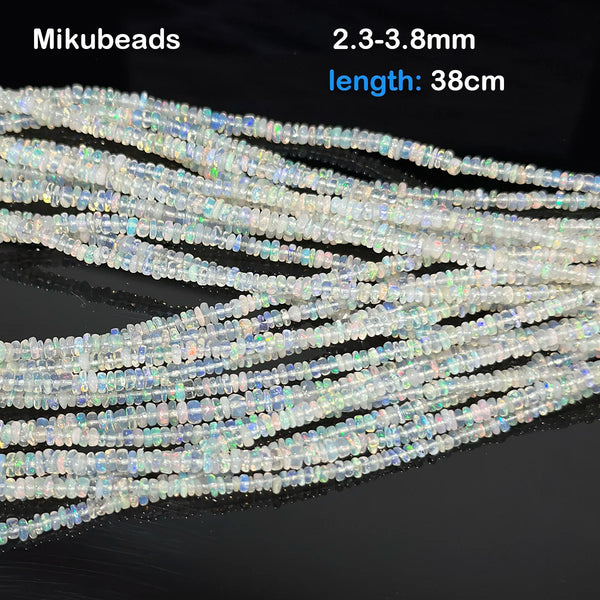 White Opal Rondelle Beads-ToShay.org