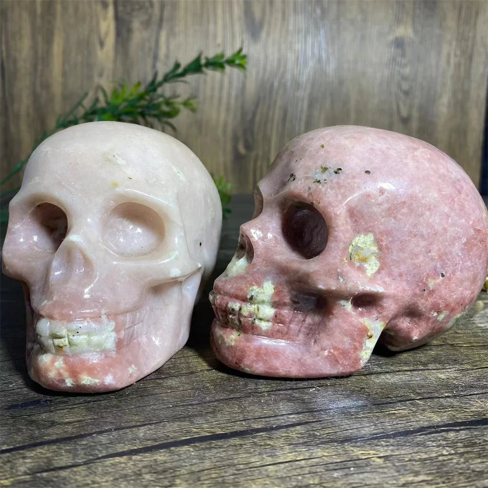 Crystal Natural Green Red Tourmaline Skull Carving Stone Reiki Beauty Quartz High Quality Healing Stones Decoration Mineral-ToShay.org