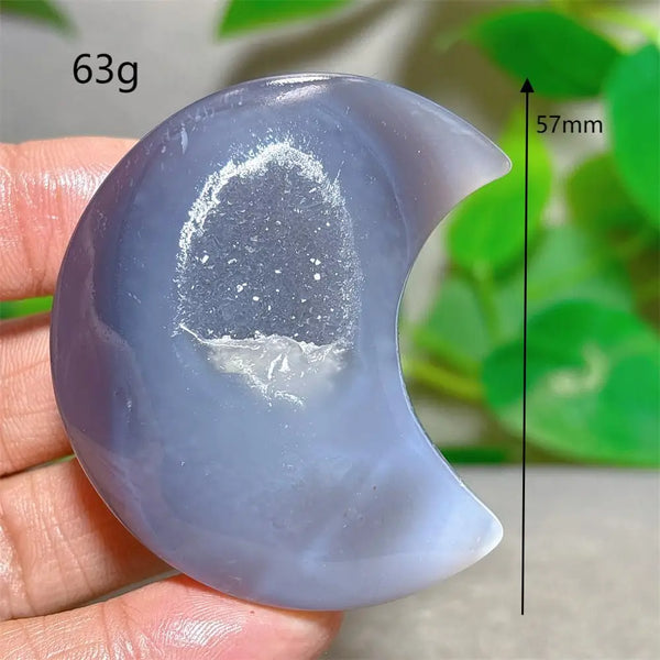 Grey Agate Silk Druzy Moon-ToShay.org