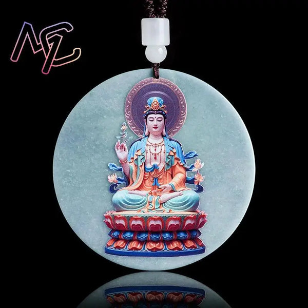 Blue Jadeite Guanyin Pendant-ToShay.org