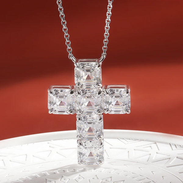Silver Diamond Cross Pendant-ToShay.org