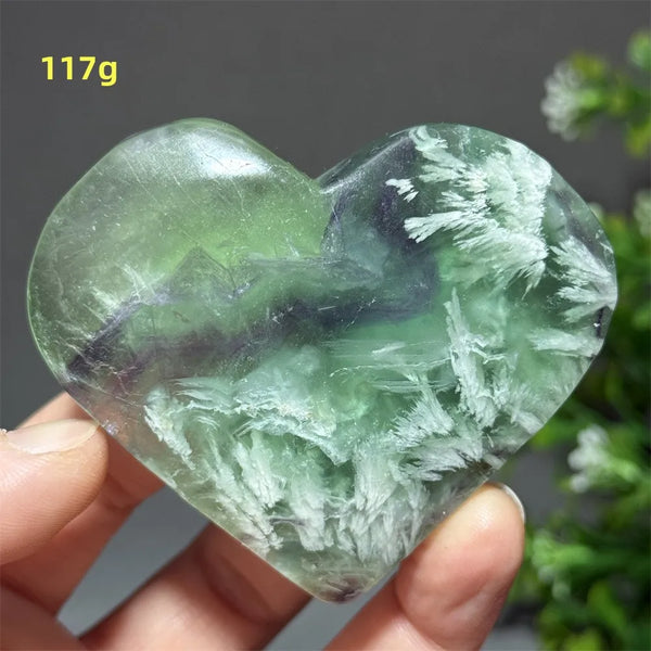 Green Feather Fluorite Heart-ToShay.org
