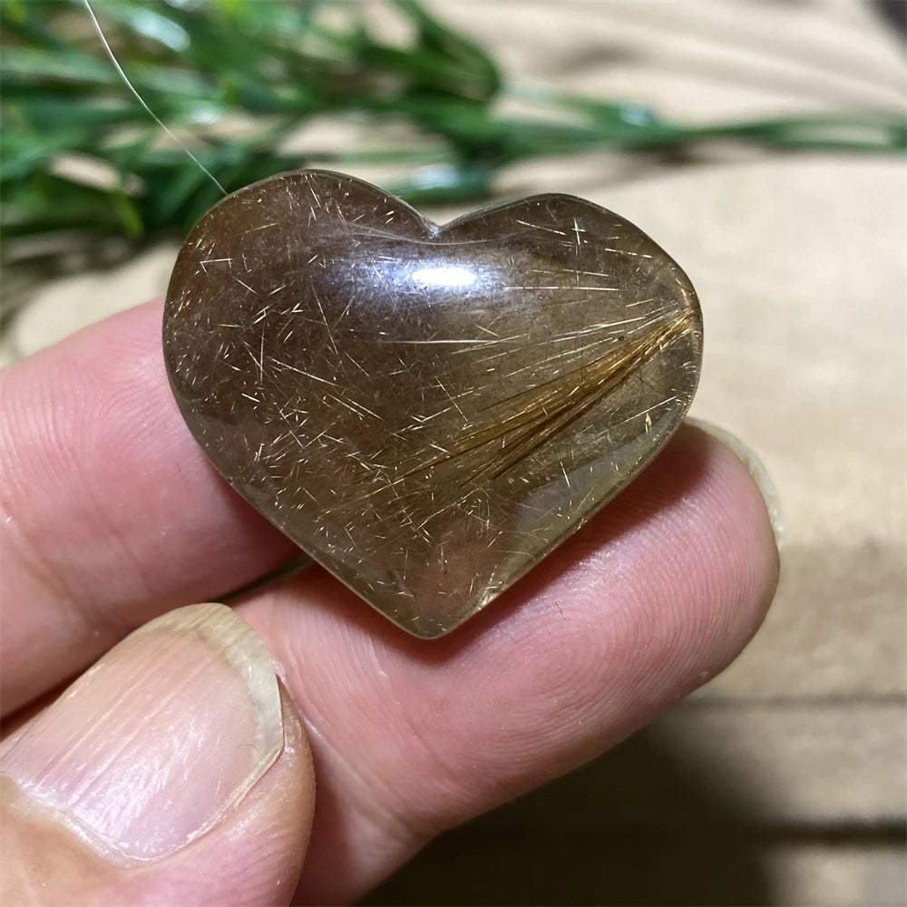 Gold Hair Rutile Quartz Heart-ToShay.org