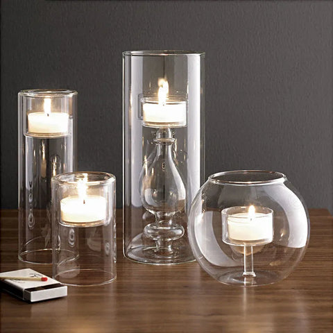 Clear Glass Candle Holders-ToShay.org