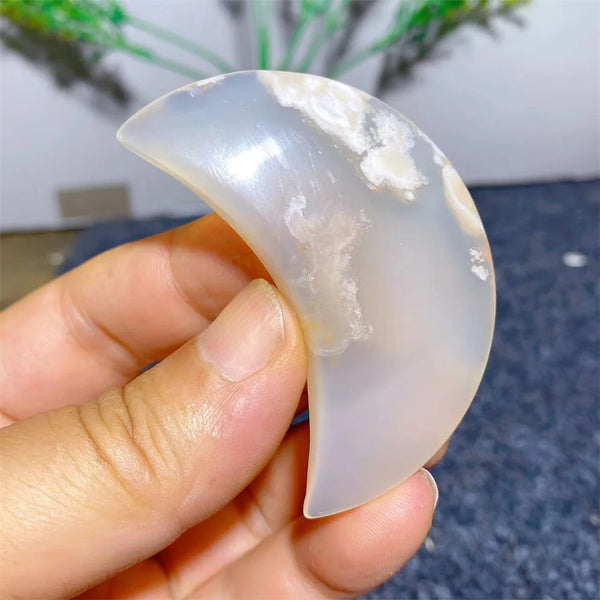 White Flower Agate Moon-ToShay.org