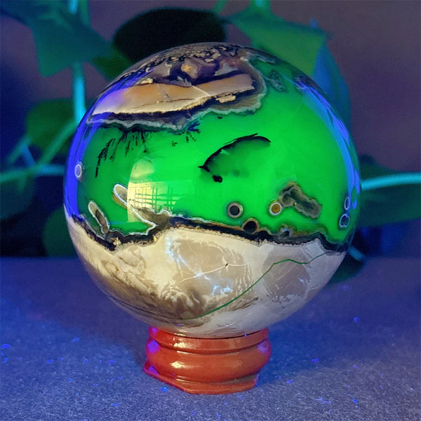 Green Fluorescent Volcanic Agate Ball-ToShay.org