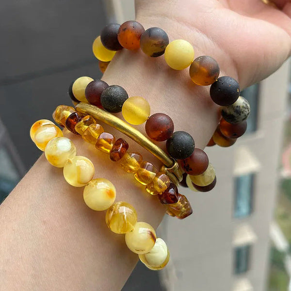 Yellow Amber Bead Bracelets-ToShay.org
