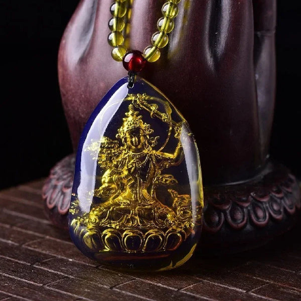 Yellow Amber Guanyin Pendant-ToShay.org