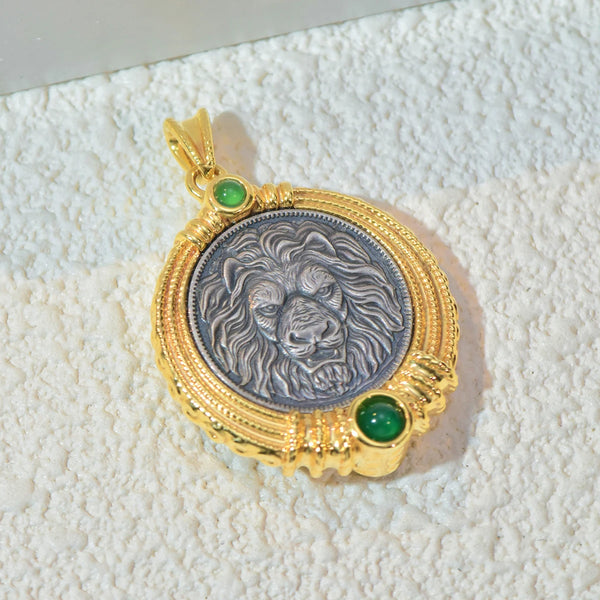 Gold Lion Head Coin Pendant-ToShay.org