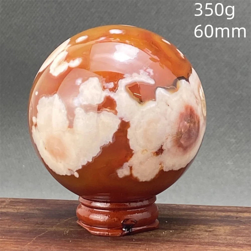 Red Cherry Blossom Agate Ball-ToShay.org