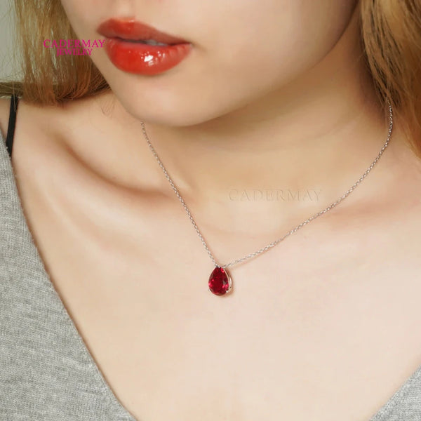 Red Ruby Pendant Necklace-ToShay.org