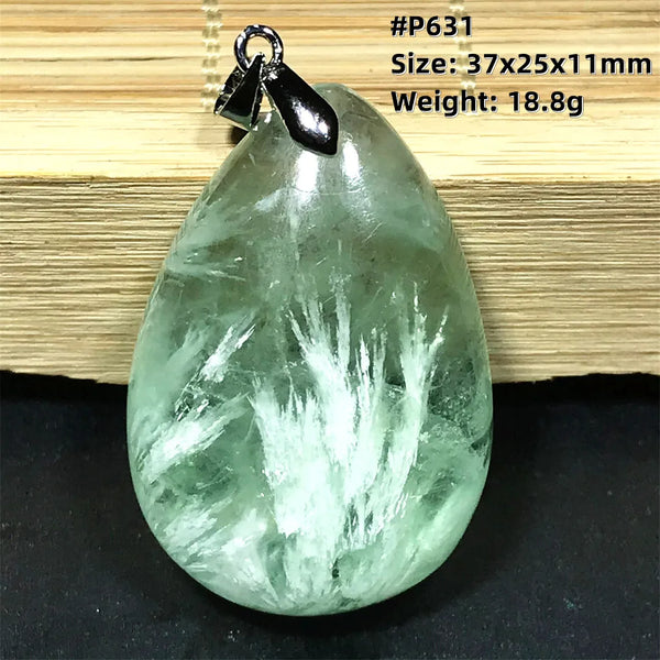 Green Feather Fluorite Pendant-ToShay.org