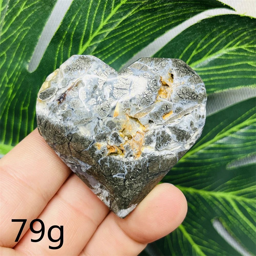 Yellow Chalcopyrite Agate Heart-ToShay.org