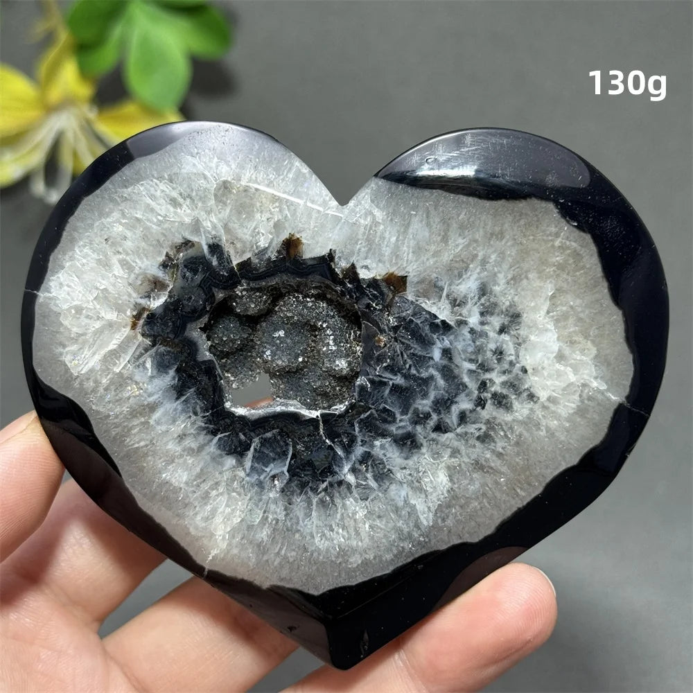 Black Agate Geode Heart-ToShay.org