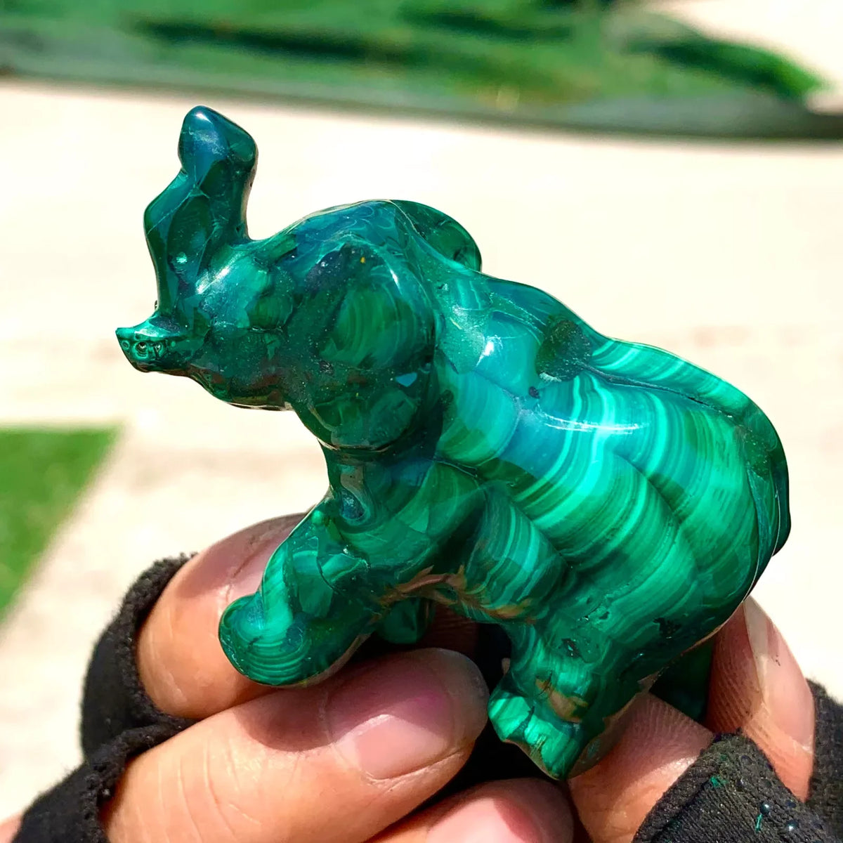 Green Malachite Elephant-ToShay.org
