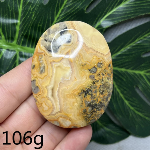 Yellow Crazy Agate Palm Stone-ToShay.org