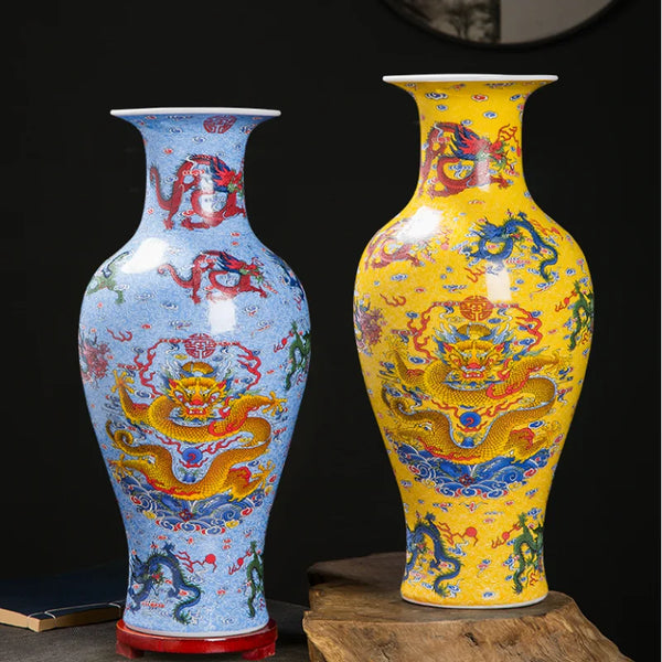 Jingdezhen Nine Dragons Vase-ToShay.org
