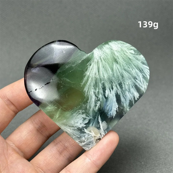 Green Feather Fluorite Heart-ToShay.org