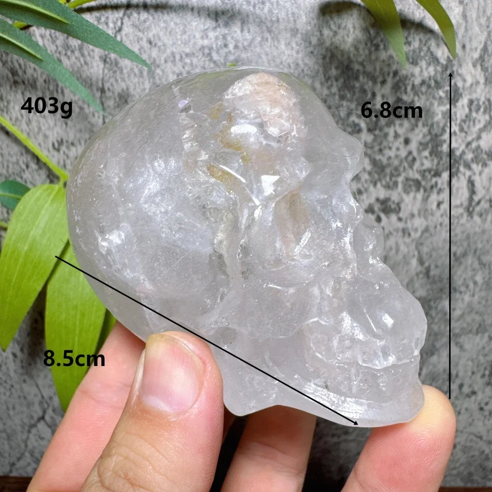 Clear Quartz Crystal Skull Statue Natural Stone Carved Energy Healing Mineral Figurine Home Decor-ToShay.org